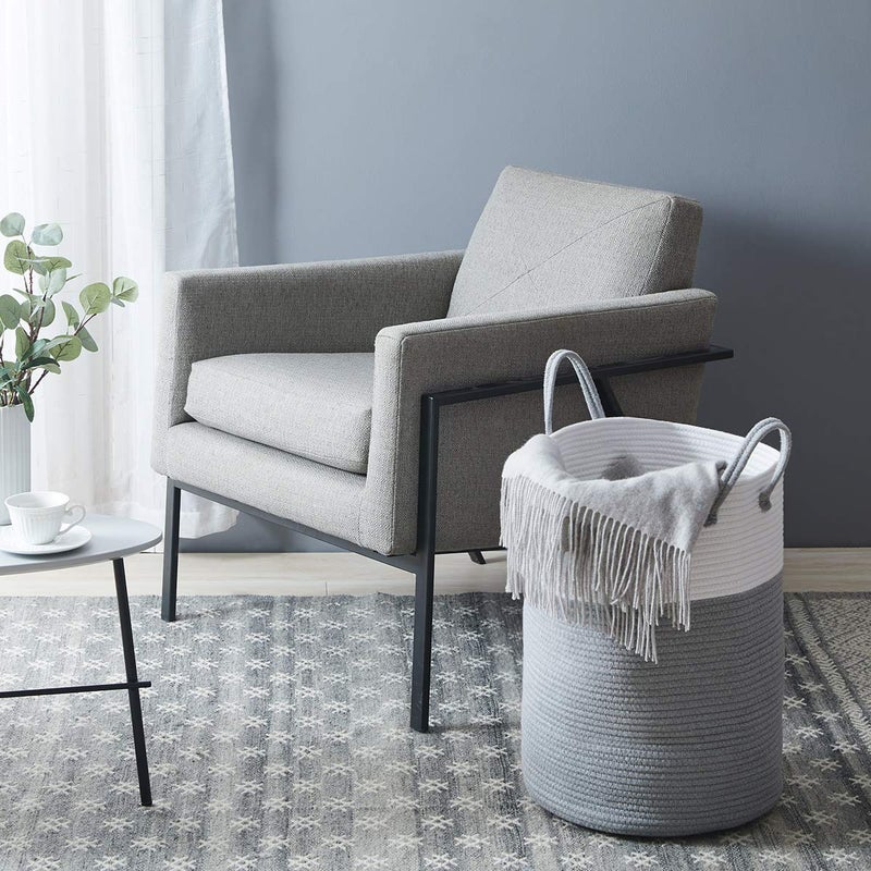 YOUDENOVA Cotton Rope Laundry Hamper by YOUDENOVA, 58L - Woven Collapsible Laundry Basket - Clothes Storage Basket for Blankets, Laundry Room Organizing, Bedroom Storage, Clothes Hamper â€“ Grey - Image 4